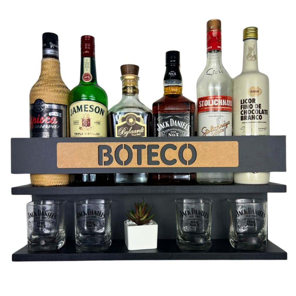 Bar de Parede Preto de MDF - Barzinho Suspenso - Preto ou Amadeirado Decoração Sala Cozinha