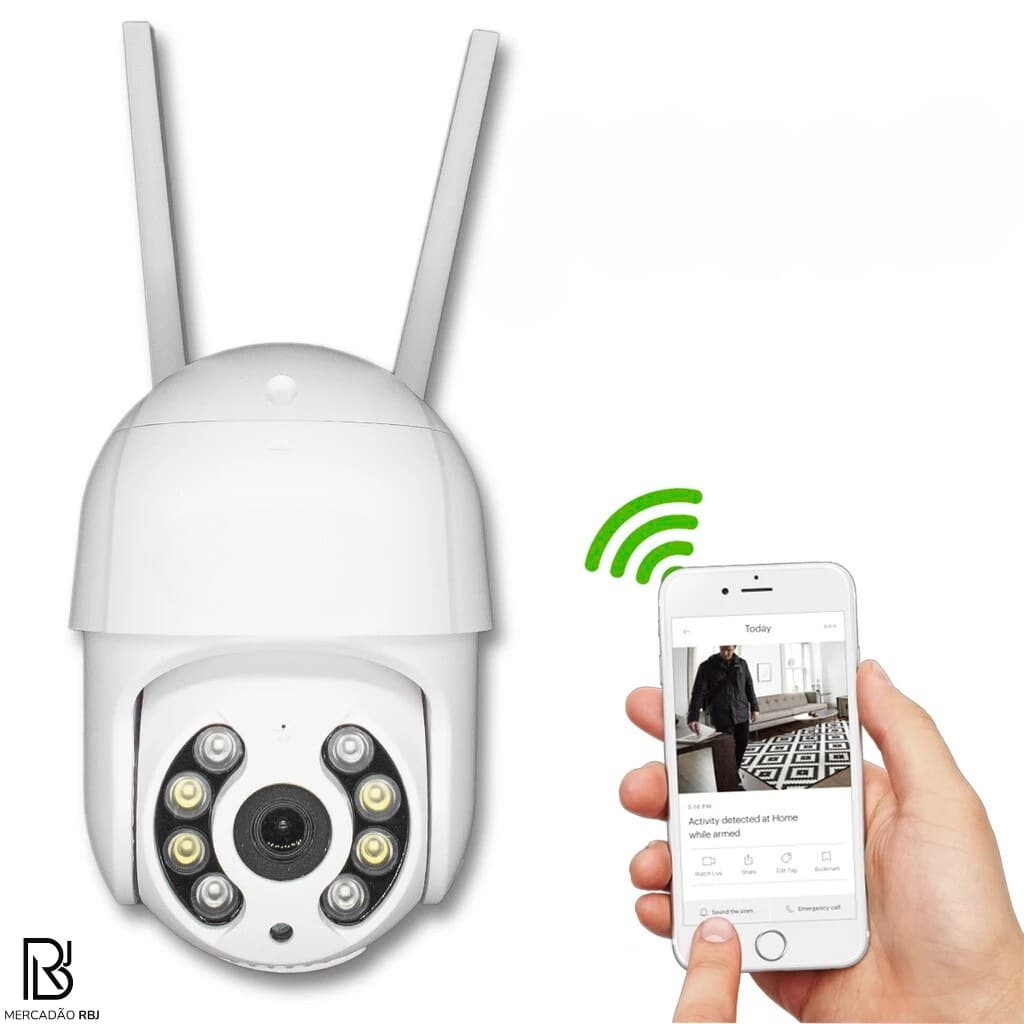 Câmera de Segurança Externa Smart WiFi  Infravermelho Giratória 320 Prova D'água Full HD 1080P Audio