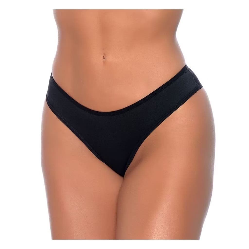 Kit com 5 Calcinhas Feminina Cóton Conforto com Viés Liso Tanga Básica Adulto de Cotton.