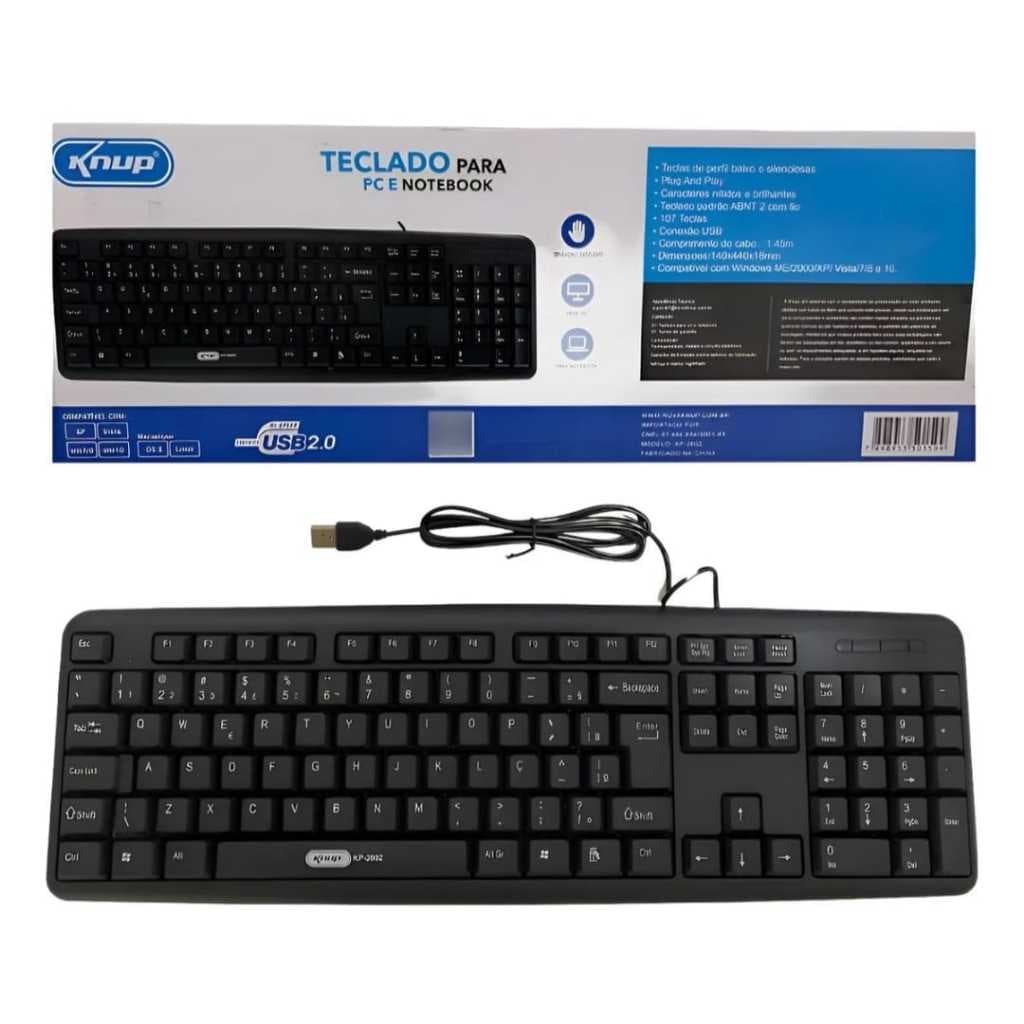 Teclado Simples Para Pc Notebook Portugues Brasil Knup Kp-2002