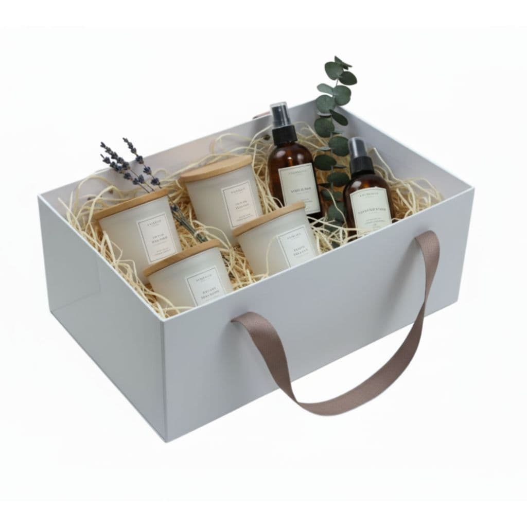 Caixa Cesta de Presente Branca 30x20x10cm Alça Gorgurão | Embalagem Premium para Kits e Presentes