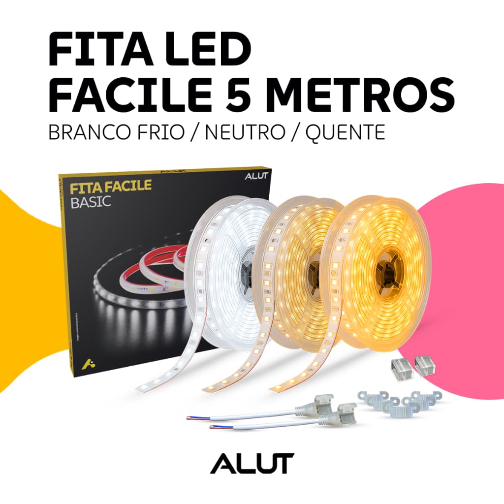 Fita Led Facile 5 Metros 7w 12w 20w 2700k/4000k/6500k Branco Quente/Neutro/Frio a prova d'água Alut By Avant