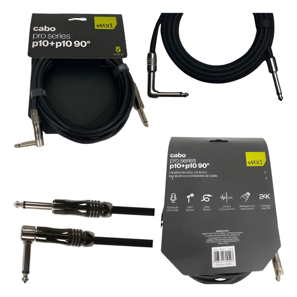 Cabo P10 X P10 Mono 90 Graus Violão Guitarra Baixo 5 Metros Envio Imediato Promoção