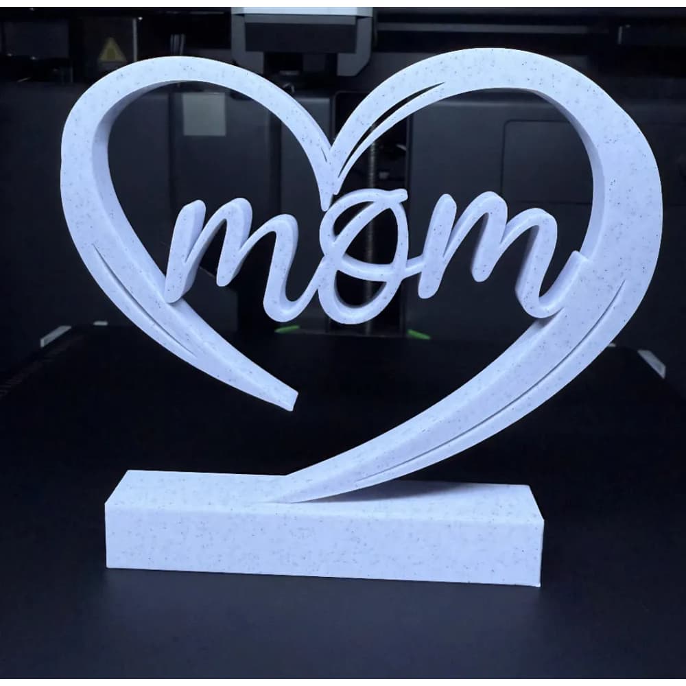 Escultura "Mom" dentro de Coração - Escultura Decorativa p/ Presentear as mães