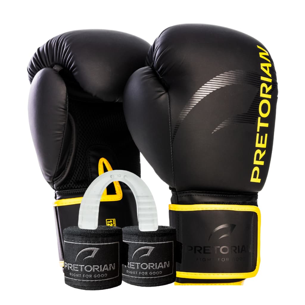 Conjunto Luva Boxe Pretorian FX2 Profissional + Bandagem + Bucal | Treino Muay Thai Sparring