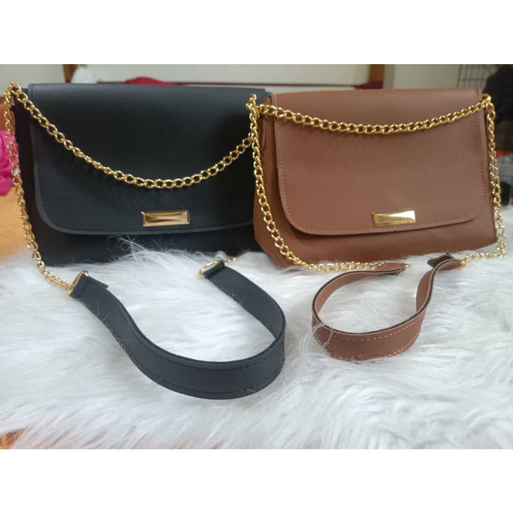 kit 2 bolsa balada tira colo de ombro corrente dourada
