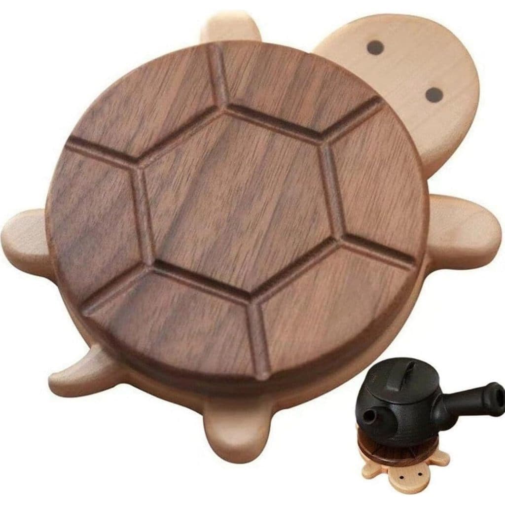 Porta-Copos Forma de Tartaruga em Madeira Descanso de Copo Magnético MDF 13cm Decoração de Cozinha