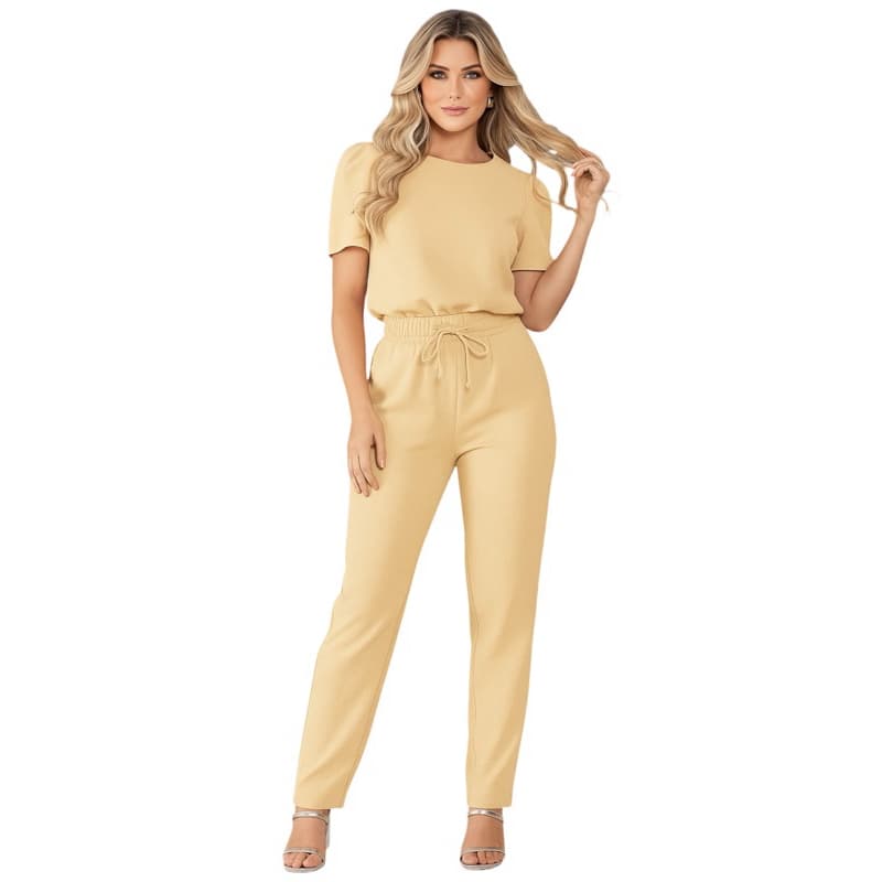 Conjunto Feminino Calça e Blusa de Linho Elegante para Dia a Dia e Trabalho