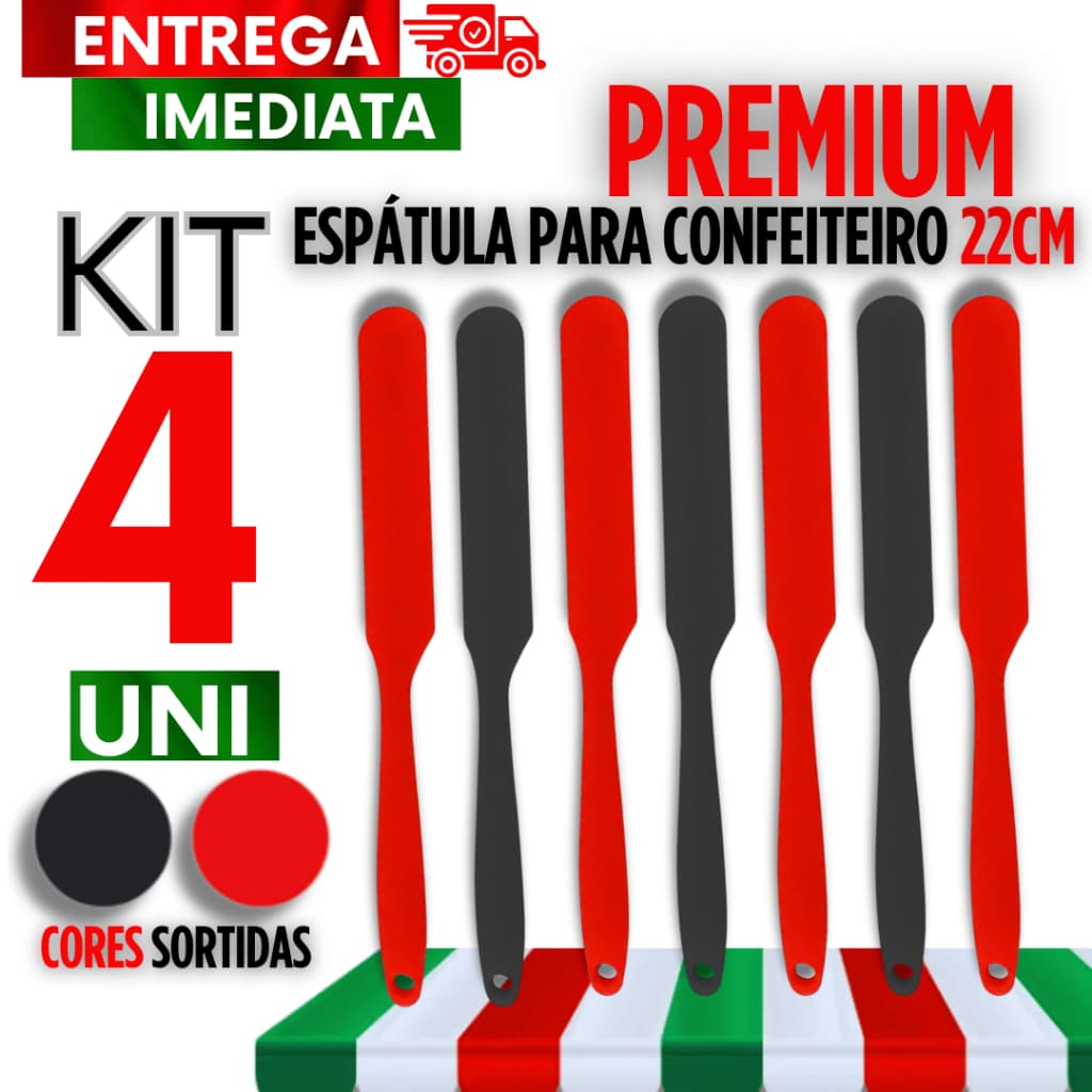 Kit 04 Espátula Para confeiteiro Fino De Silicone HM Durabilidade e Qualidade para sua cozinha