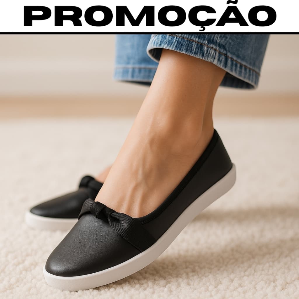 Tênis Slip On Feminino Iate Casual com Laço Calce Fácil e Flexível