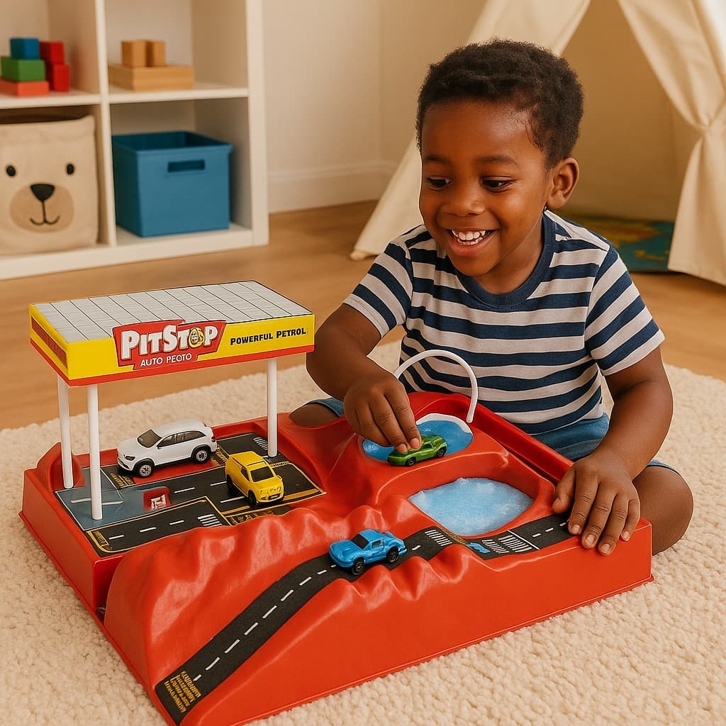 Pista Corrida Infantil PIT STOP com 2 Carrinhos – Brinquedo Interativo Educativo para Meninos
