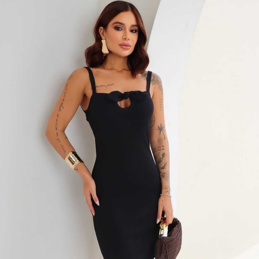 Vestido Midi Feminino de Alcinha Tubinho Delicado Elegante Algodão Ribana Envio Imediato