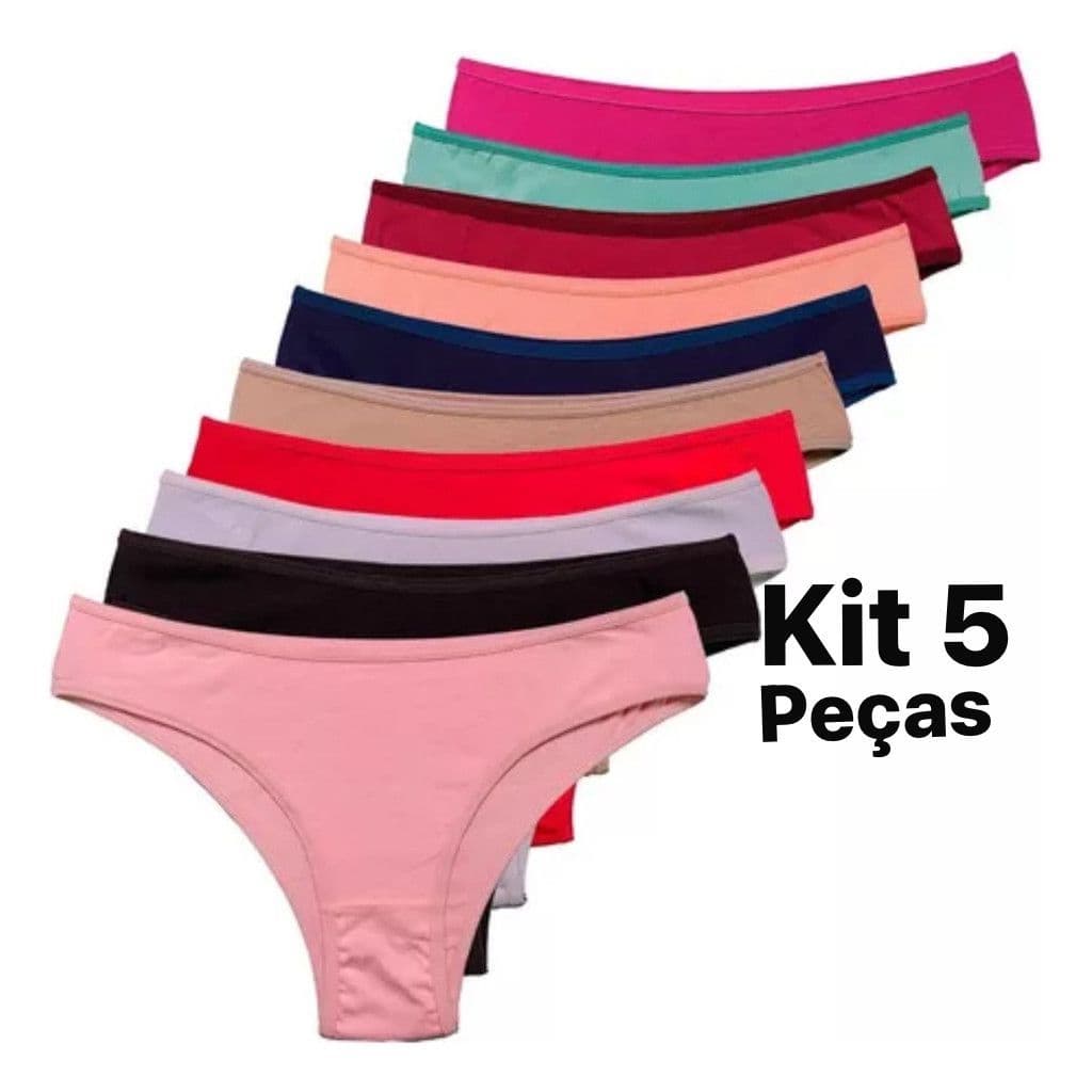 Kit 5 Calcinha De Suéde 100% Algodão Super confortável Tanga Basica