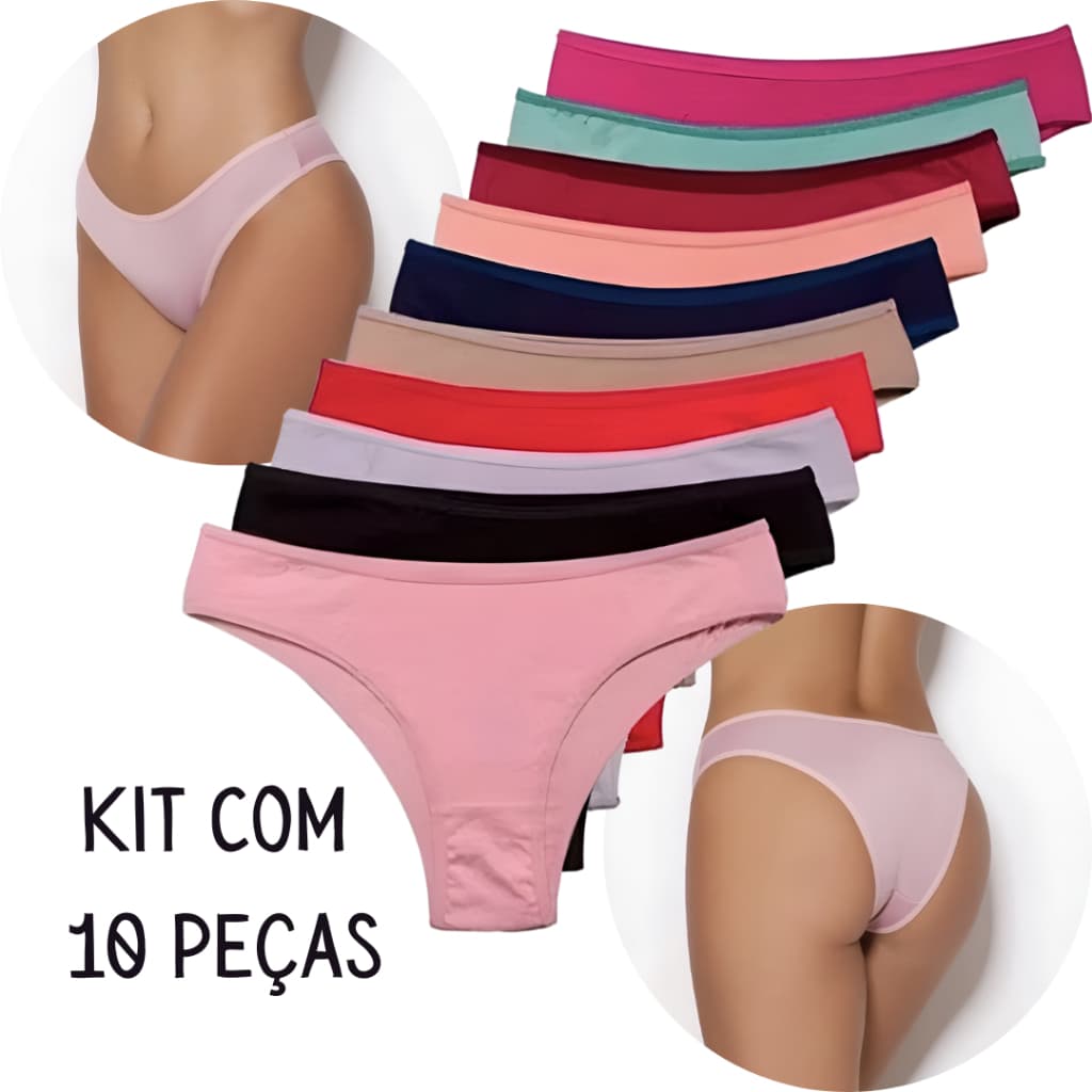 Kit 10 Calcinha De Suéde 100% Algodão Super confortável Tanga Básica