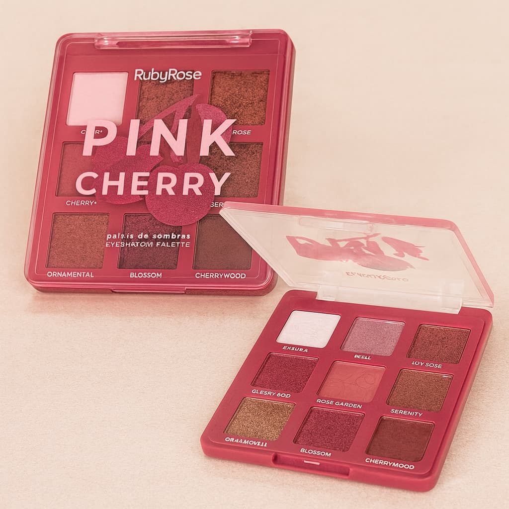 Paleta de Sombras 9 Cores Pink Cherry RUBY ROSE