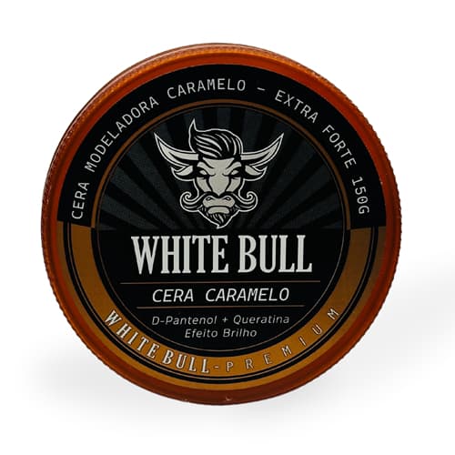 Pomada Cera Modeladora Caramelo Premium 150g - White Bull Fixação Forte Sem Resíduos