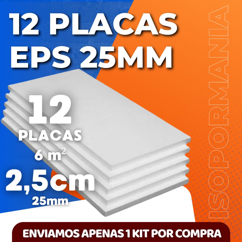 KIT 12 PLACAS DE FORRO EPS ANTICHAMAS 25 MM (2,5 CM) DE ESPESSURA TÉRMICO ACÚSTICO - ENVIO IMEDIATO