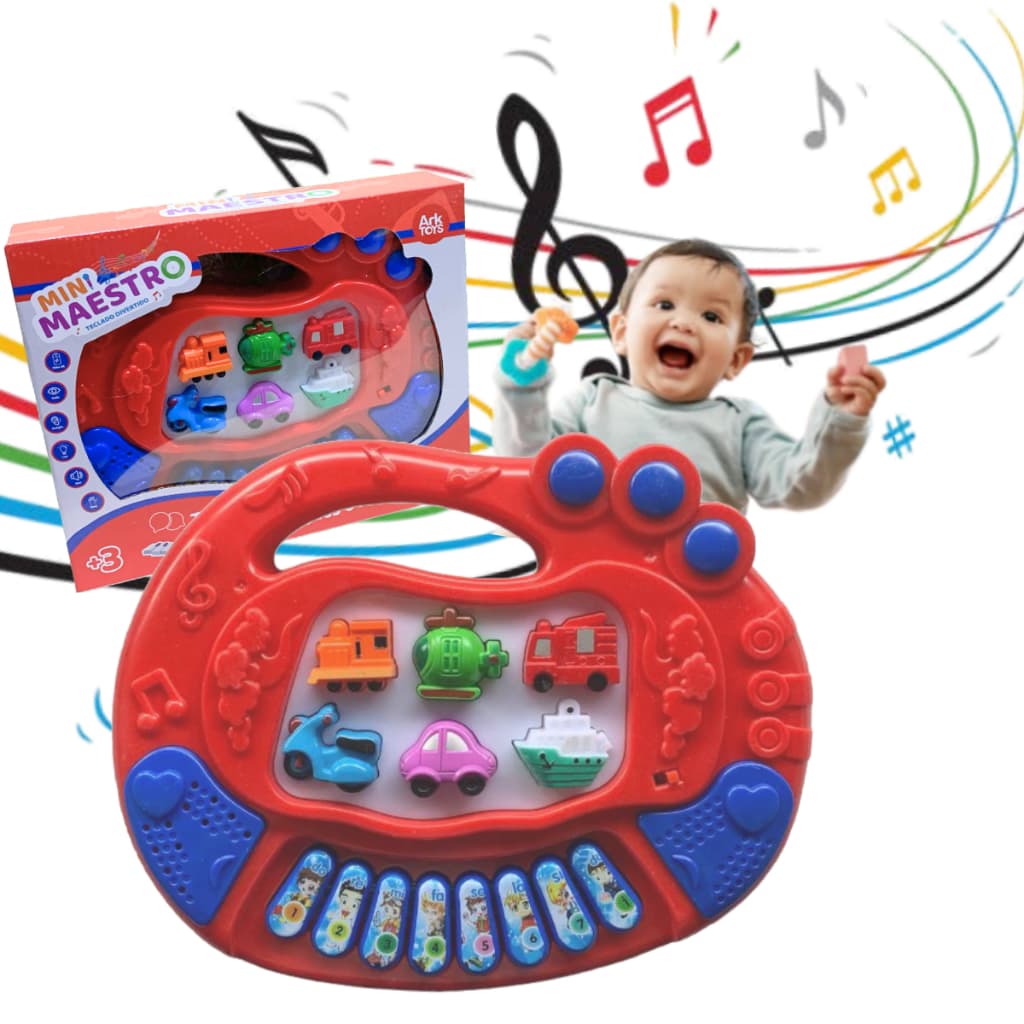 Teclado Infantil de Animais Musical Educativo com Melodias, Luzes e Teclas Coloridas Para bebes
