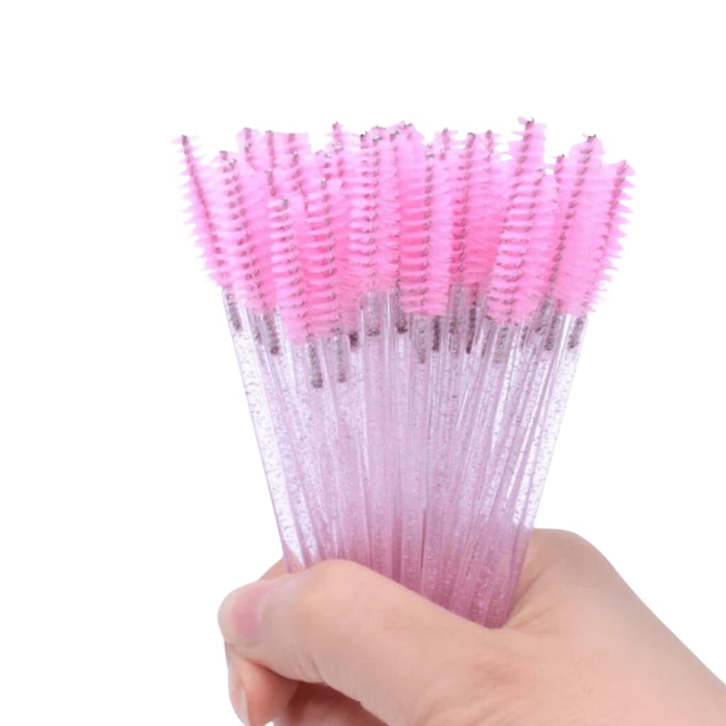 100 Pincéis para cílios e sobrancelha Escovinha com glitter