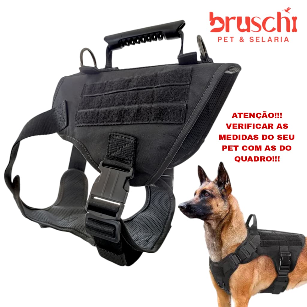 Peitoral Colete Tático para cachorro de médio e grande porte