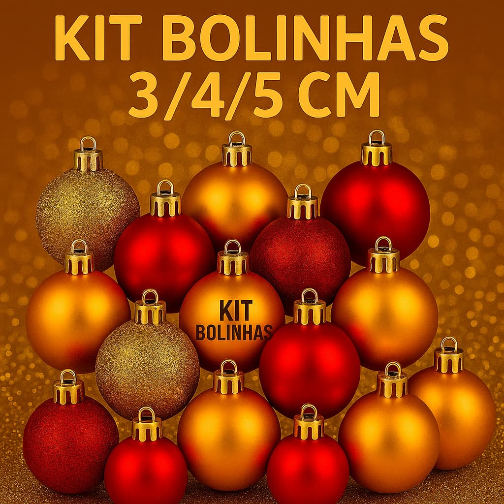 Kit Bolinhas De Natal  Fosca Glitter Lisa Mista Enfeite 3cm /4cm/5cm  Decoração Natalina