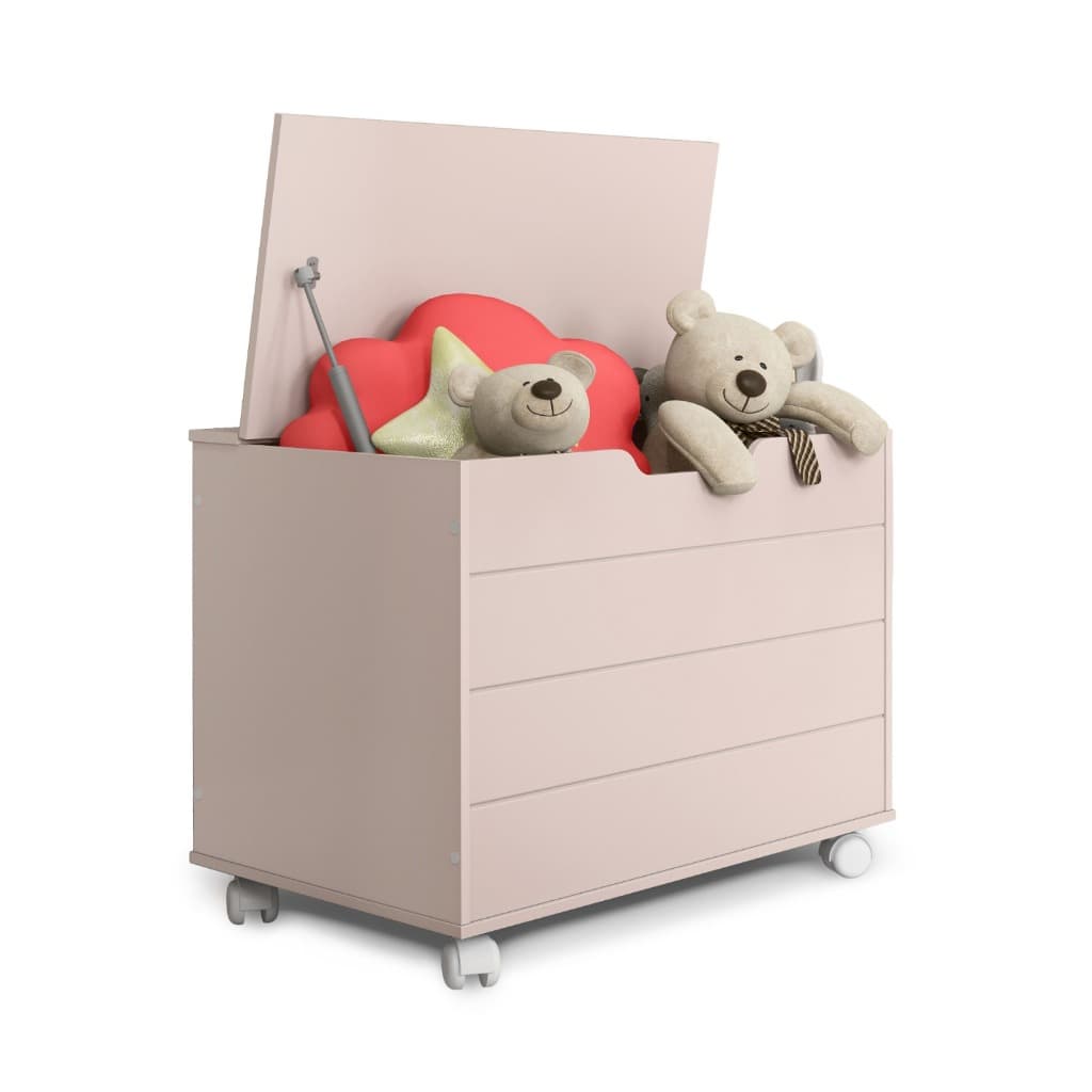 Baú infantil Toy Quarto Luxo Criança com Rodinhas Guarda Brinquedos