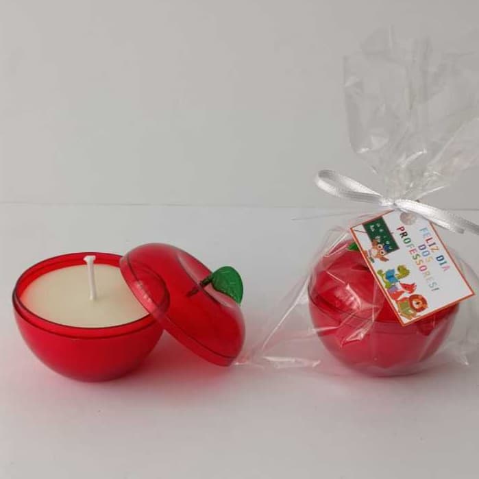 KIT CAIXINHA MAÇÃ COM VELA AROMÁTICA LEMBRANCINHA CRIATIVA E CHARMOSA