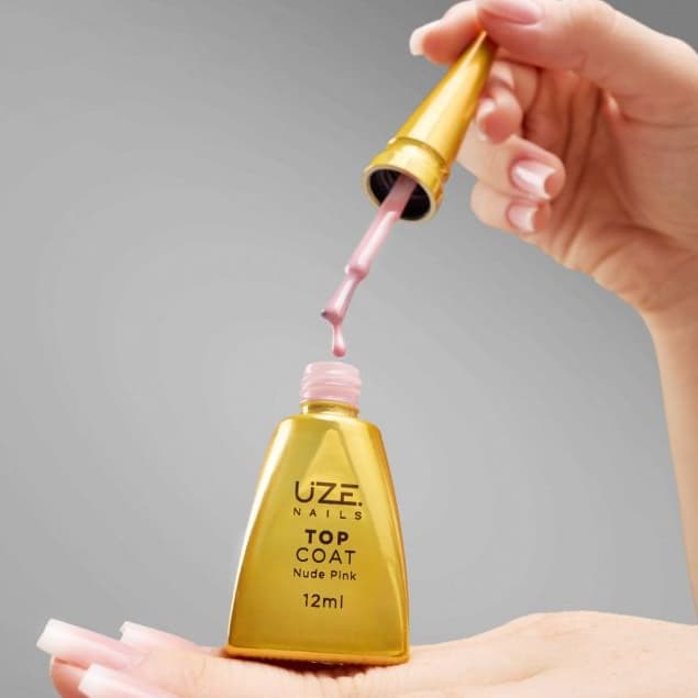 Top Coat UZE Nails - Clear Diamond, nude pink e gliter fofineo - 12ml - 3 cores disponivel