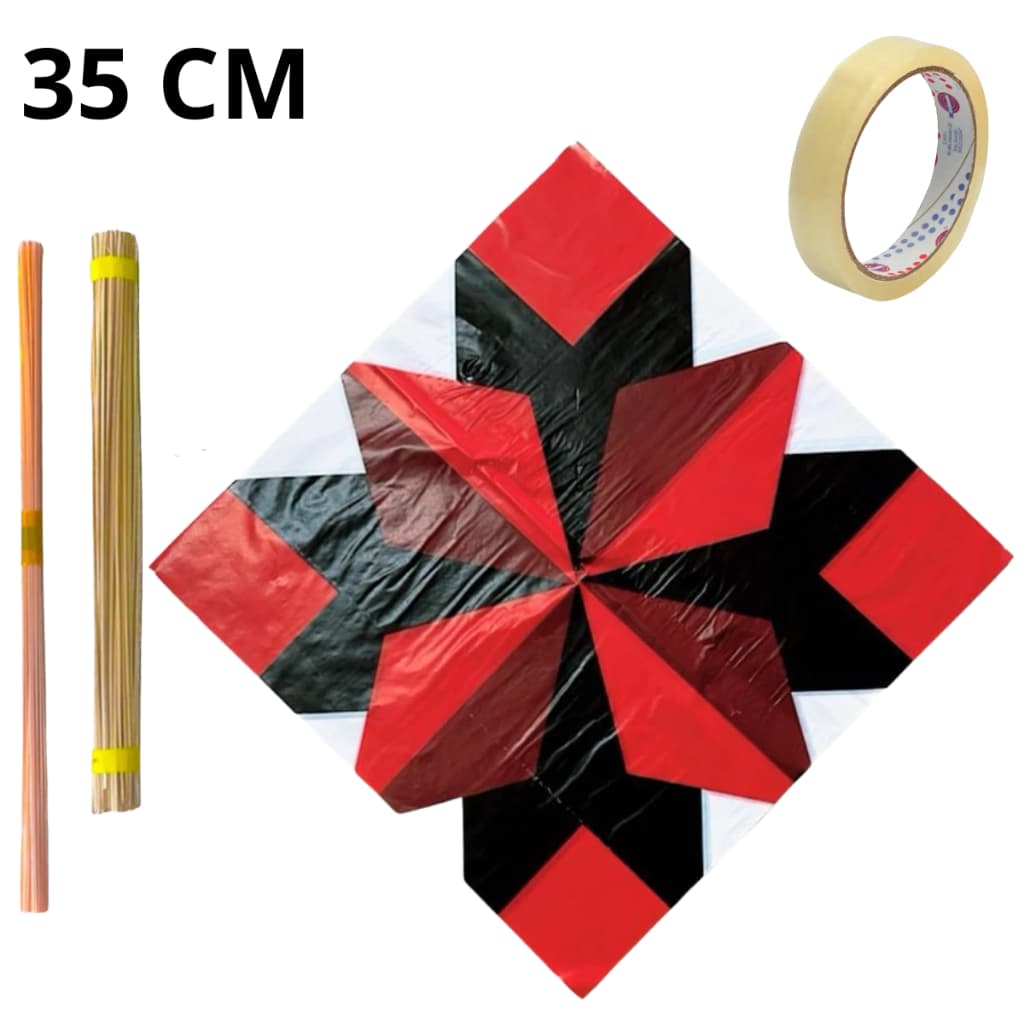 Kit Monte Você Mesmo 50 Pipas Plásticas 35x35 Sortidas Flechinha Raia Papagaio