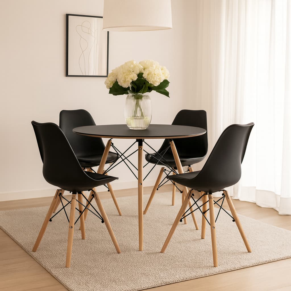 Conjunto Sala de Jantar Mesa Eames 90cm + 4 Cadeiras Saarinen Dsw Cores