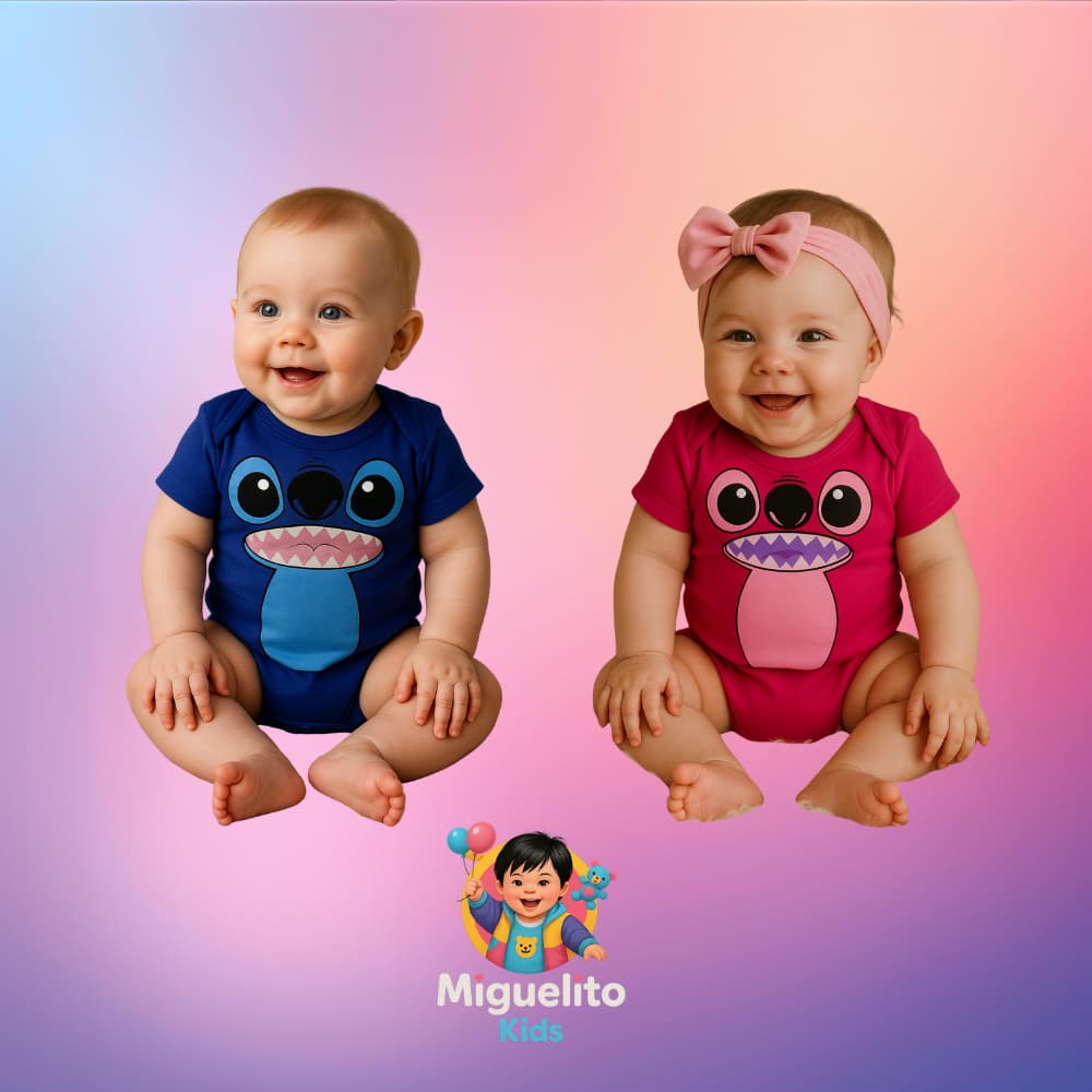 Body bebê mesversário Lillo Stitch Menino Menina