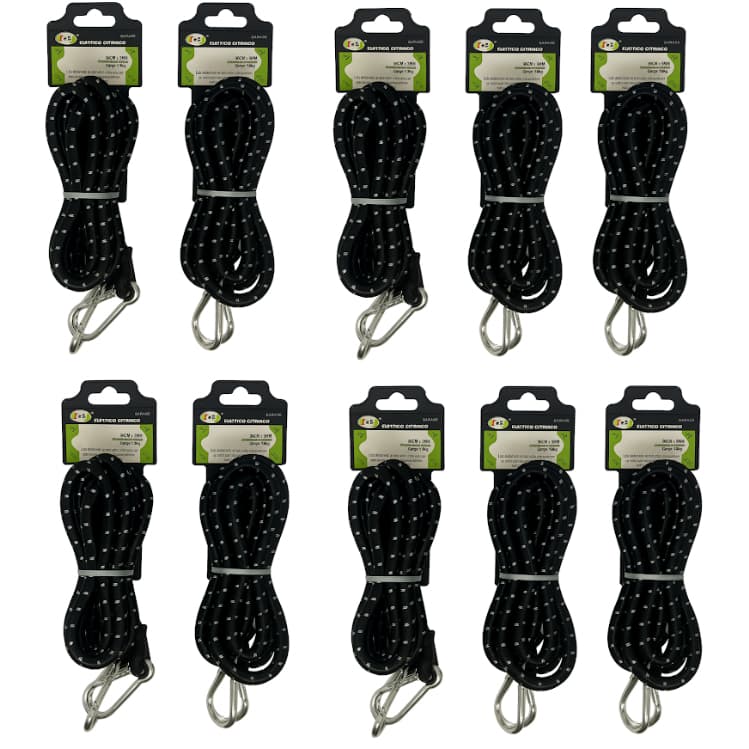 Kit 10un Corda Mosquetão Extensora Reforçada Moto Carga Amarrar