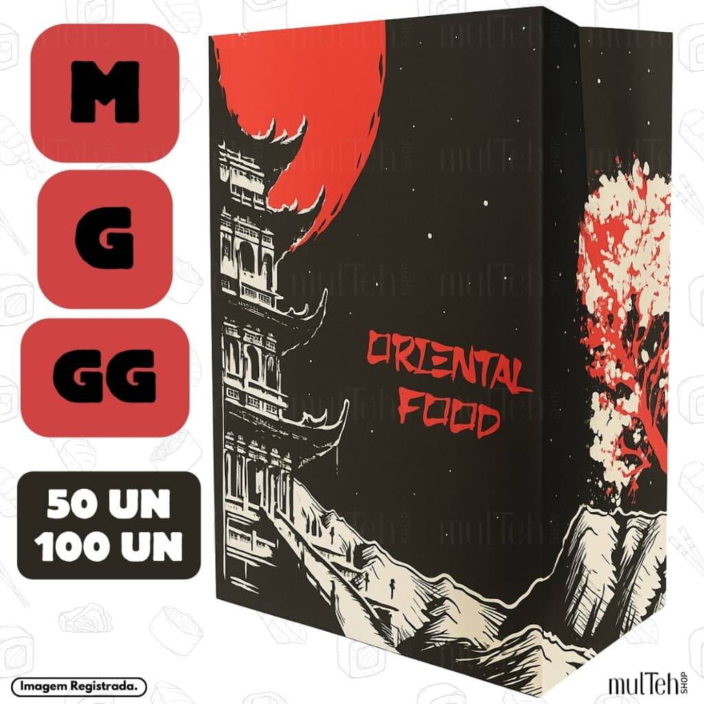 Saco Kraft M G GG Para Delivery Entrega Viagem Sem Alça Oriental Japonesa