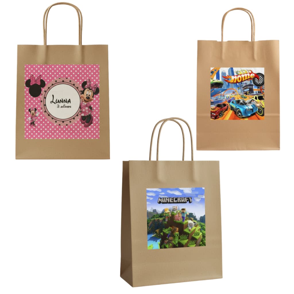 Rótulo Adesivo Personalizado Para Sacola Kraft | Bolsinha Temática | Qualquer Tema 10 x 10