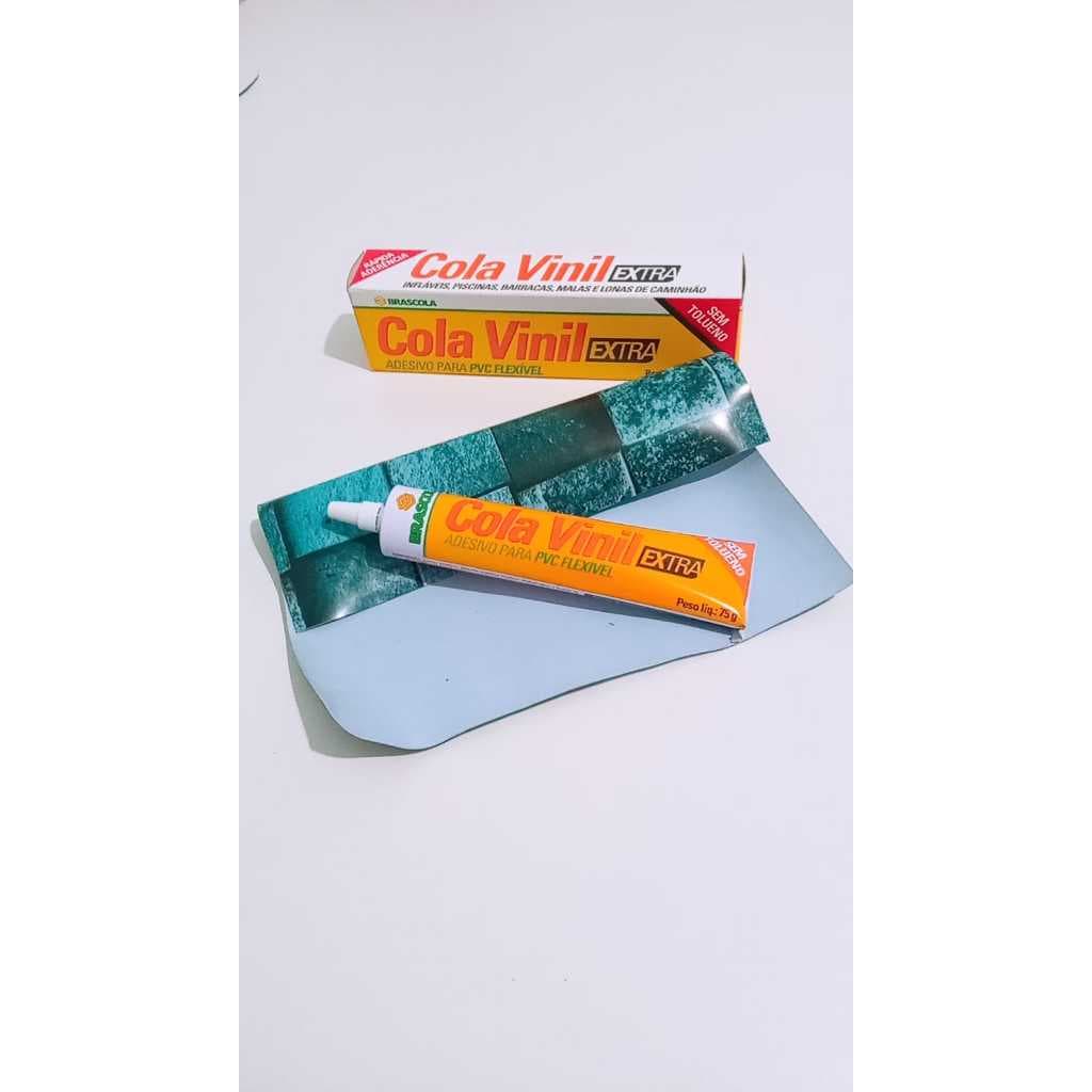 Kit Remendo Para Piscina de Vinil e Inflável Boia Barraca Lona de Vinil 20cm x 15cm Mais Cola 75gr