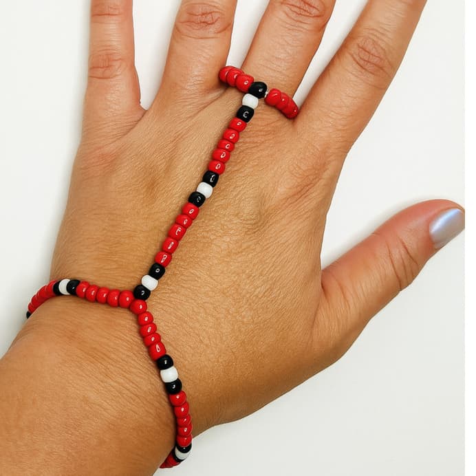 Conjunto Pulseira de Anel Ajustavel com Fio de Silicone - Bijuteria de Miçanga - Resistente 14 modelos