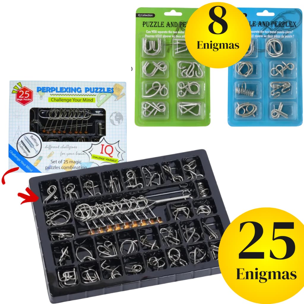 Kit Quebra Cabeça de metal Enigma Puzzle Jogo de metal 3d logica Desafio Enigma Inteligente