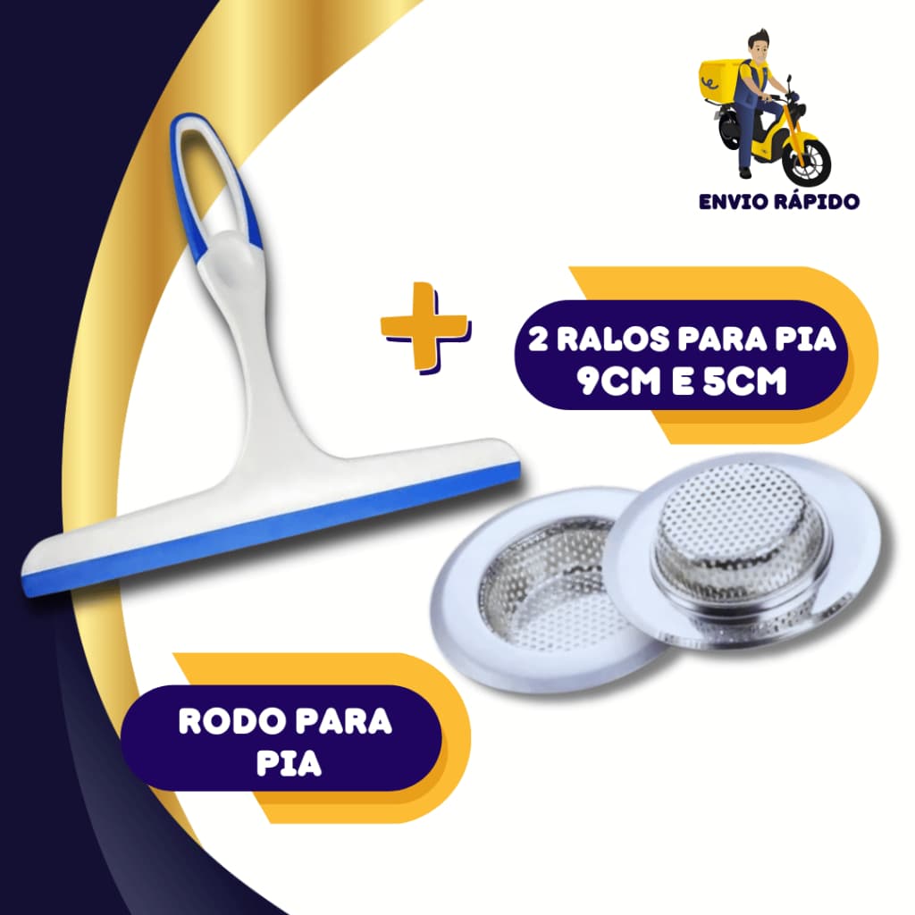 Kit Rodo Para Pia ,Vidros e Ralo 5cm e 9cm Mini Rodinho Seca Box