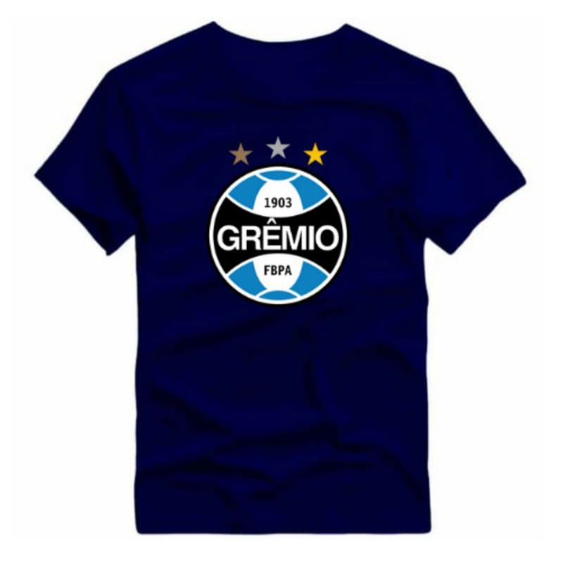 Camisa Masculina Algodão Grêmio Gola Redonda Malha 30.1