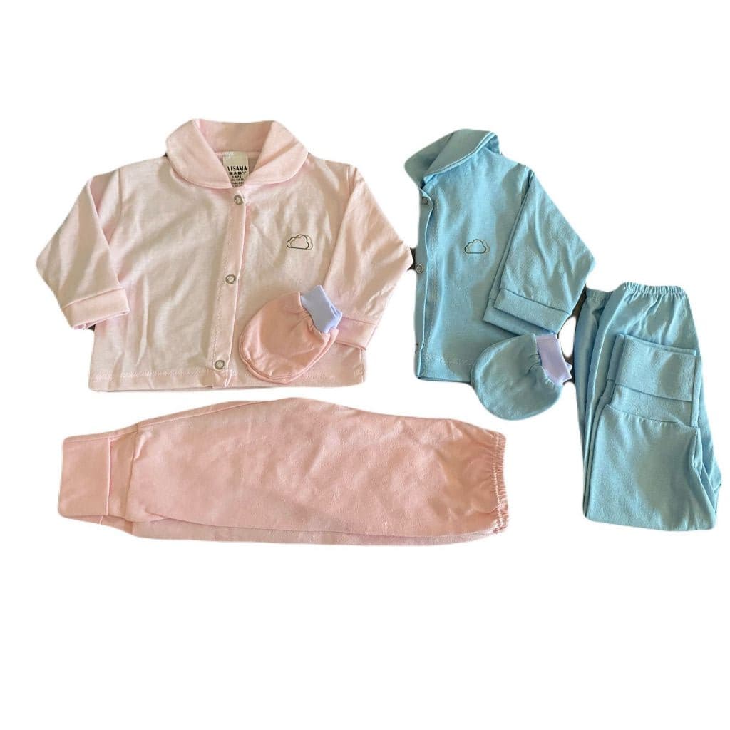 Pagão kit c/ 6 pçs 100% algodão 2 conj MENINO E MENINA MINIMALISTA BEBE RN