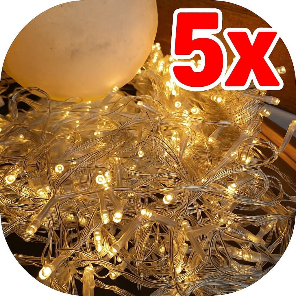 Kit Pisca Pisca Natal LED 100 Leds 10 Metros Branco Quente 8 Funções Fio Transparente 1 a 5 Unidades