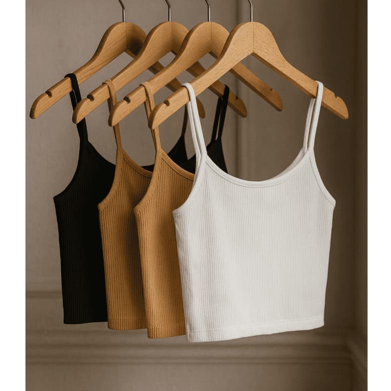 Kit 4 Regata Ribana Blusinha Canelada Premium Feminino Coladinho Modelador com alça alcinha