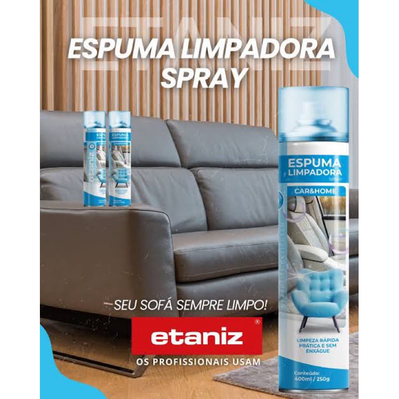 ESPUMA LIMPADORA ETANIZ SPRAY CAR HOME 400ML/250GR