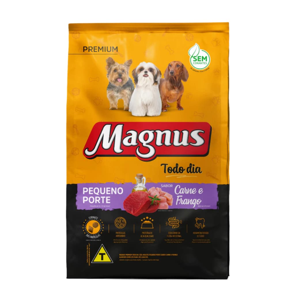 Ração Magnus Cães Adultos Pequeno Porte Sabor Carne e Frango 15kg