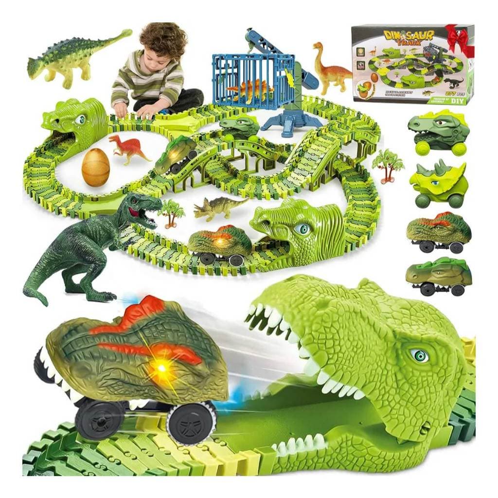 279pçs Pista Dinossauro Corrida Brinquedo Com Carro Eletrico