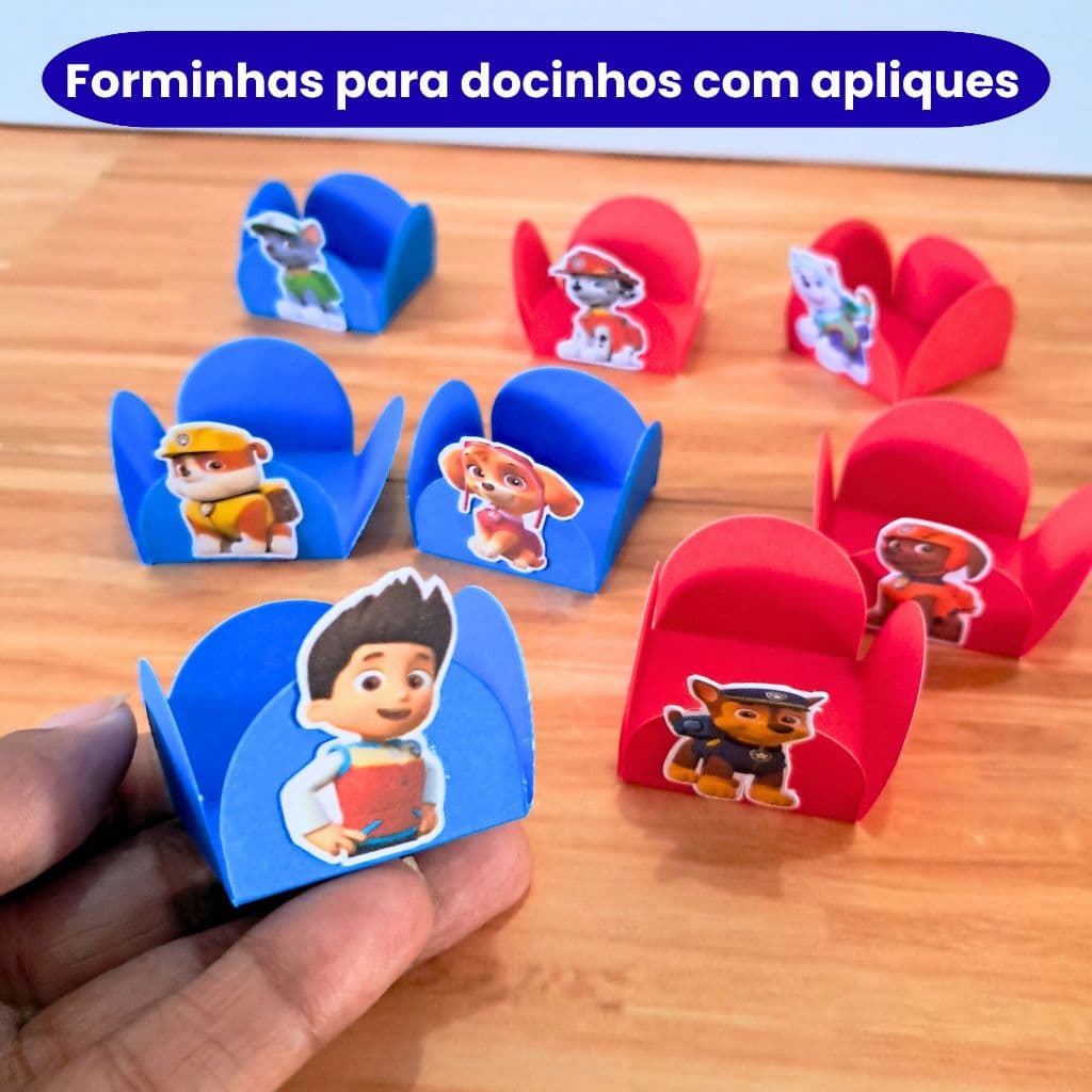 50 / 75/ 100 Forminhas 4 pétalas para doces com apliques da PATRULHA CANINA