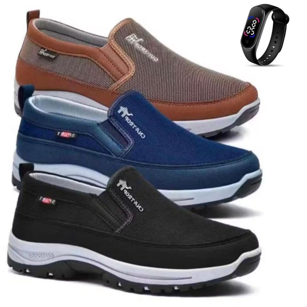 Kit 3 Pares De Tênis Sapatilha Mocassim Masculino Adventure Trilha Impermeável Antiderrapante Com Solado Leve Super Top