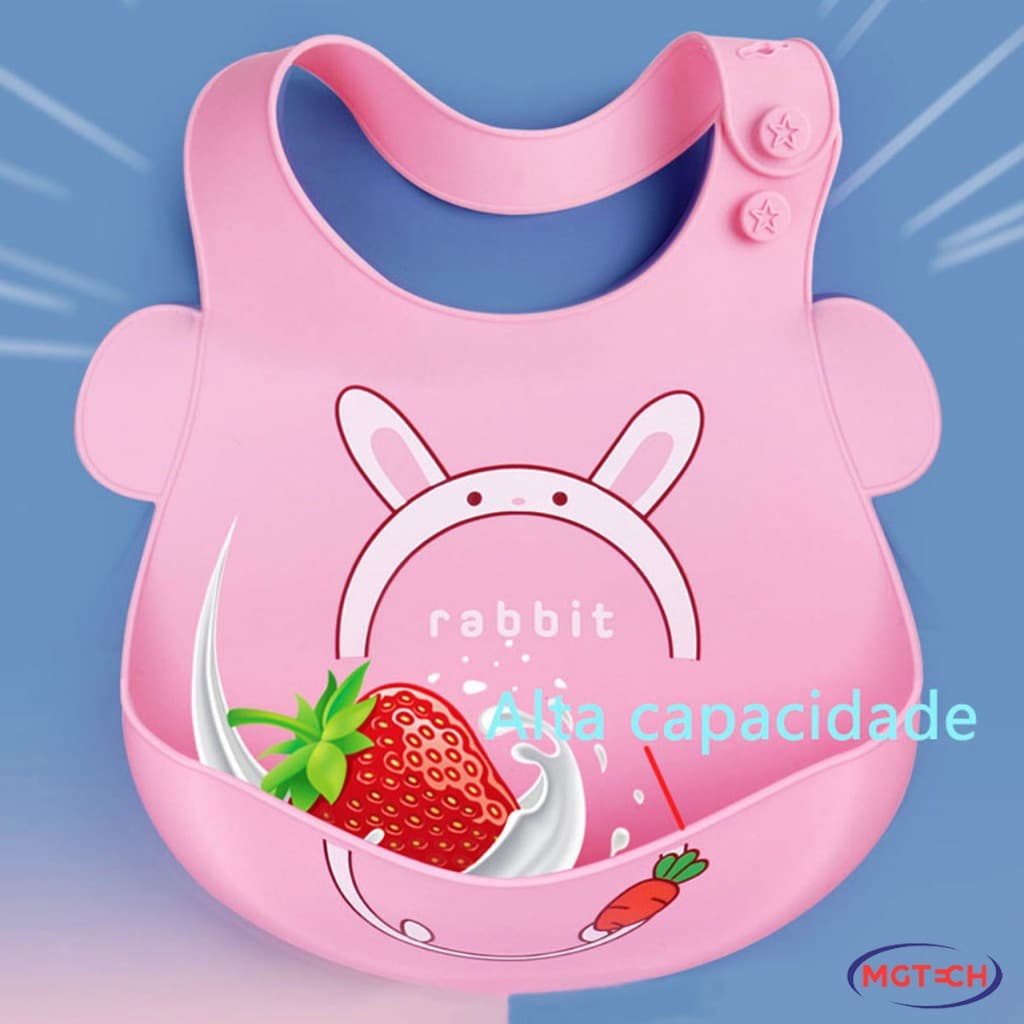 Babador Menina De Silicone Impermeável Com Pega Migalhas Para Alimentação Blw