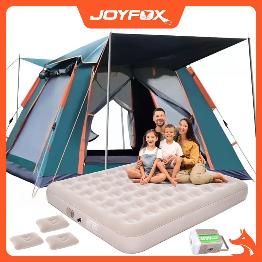 Barraca Camping Colchão Inflável Casal Queen Acampamento Automática Impermeável 5/8 Pessoas JOYFOX