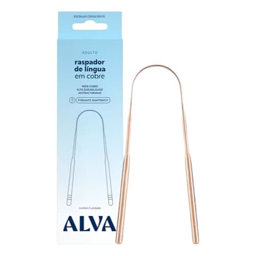 Raspador De Lingua Alva Higiene Pessoal 100% Cobre